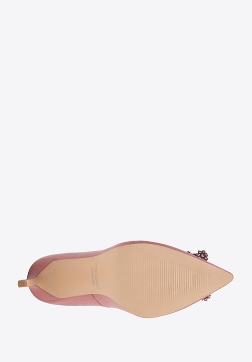 Pantofi din piele cu toc stiletto cu cataramă strălucitoare, roz, 98-D-950-9-39, Fotografie 6