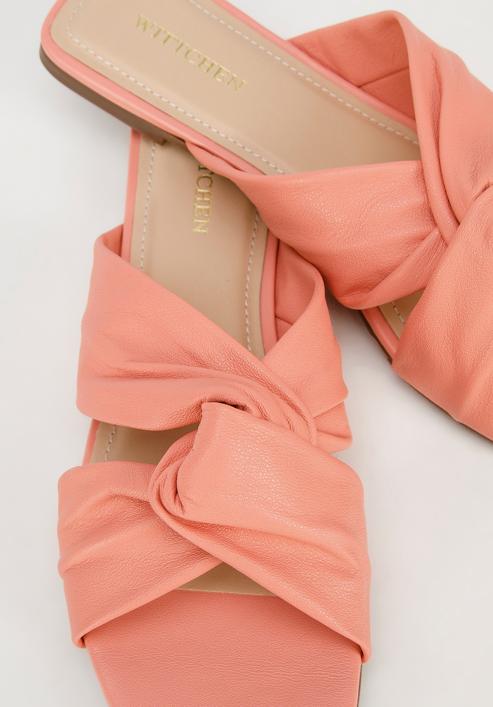 Papuci de damă din piele cu nod, roz, 94-D-752-P-35, Fotografie 7