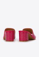 Papuci de damă din piele ecologică croco cu toc, roz, 94-DP-204-Z-38, Fotografie 5