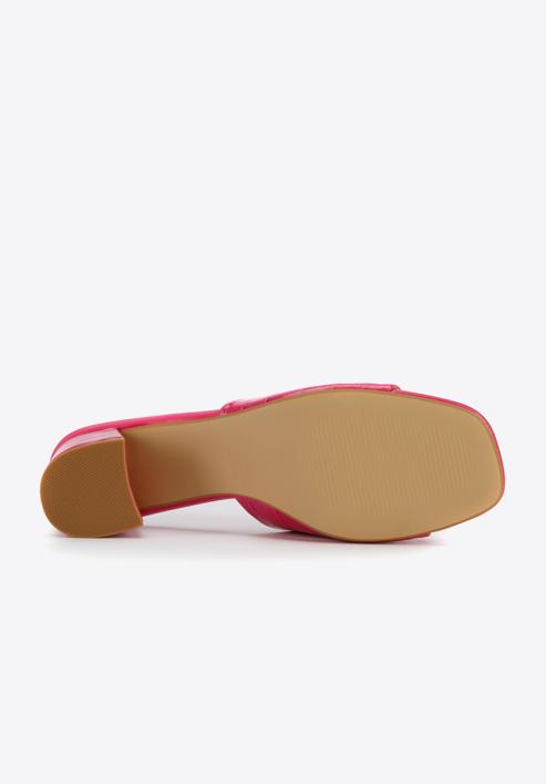 Papuci de damă din piele ecologică croco cu toc, roz, 94-DP-204-Z-36, Fotografie 6