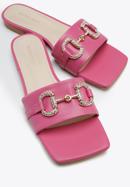 Papuci din piele pentru femei cu cataramă strălucitoare, roz, 96-D-511-0-37, Fotografie 7