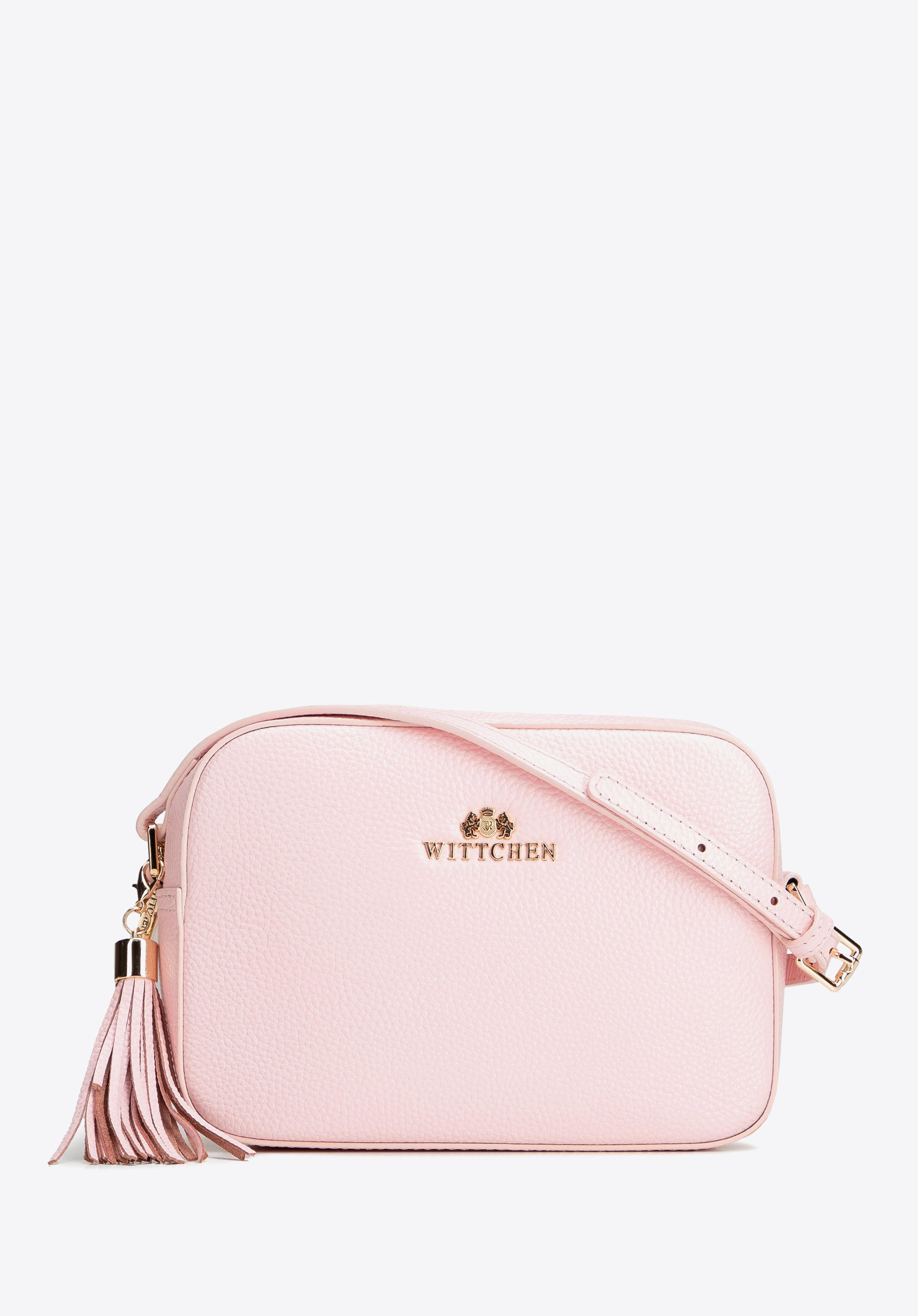 Geantă crossbody din piele în formă de cutie, roz pudră, 29-4E-014-P, Fotografie 1