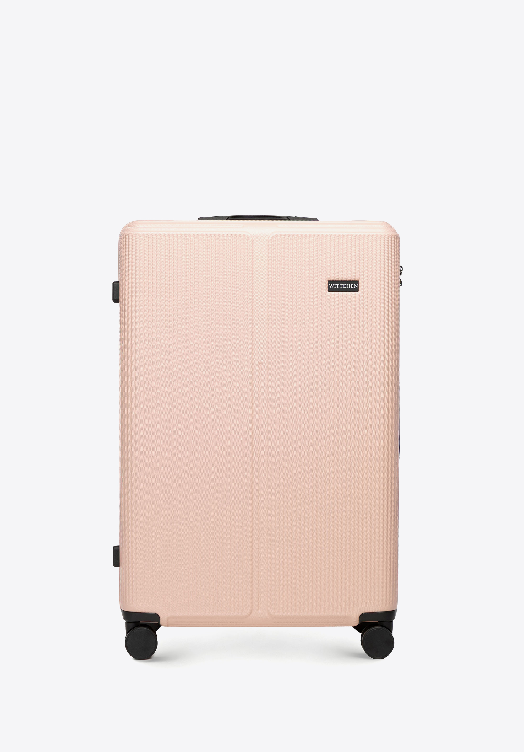 Valiză mare de cabină din ABS cu dungi, roz pudră, 56-3A-603-80P, Fotografie 1