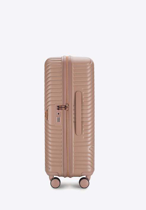 Un set de valize din policarbonat, în dungi, roz pudră, 56-3P-84K-77, Fotografie 3