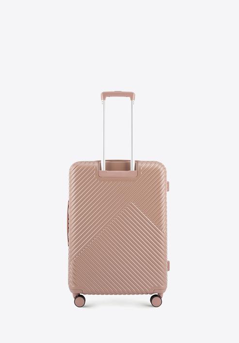 Un set de valize din policarbonat, în dungi, roz pudră, 56-3P-84K-77, Fotografie 4