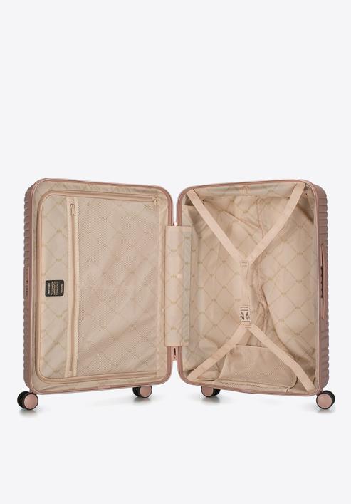 Un set de valize din policarbonat, în dungi, roz pudră, 56-3P-84K-77, Fotografie 6
