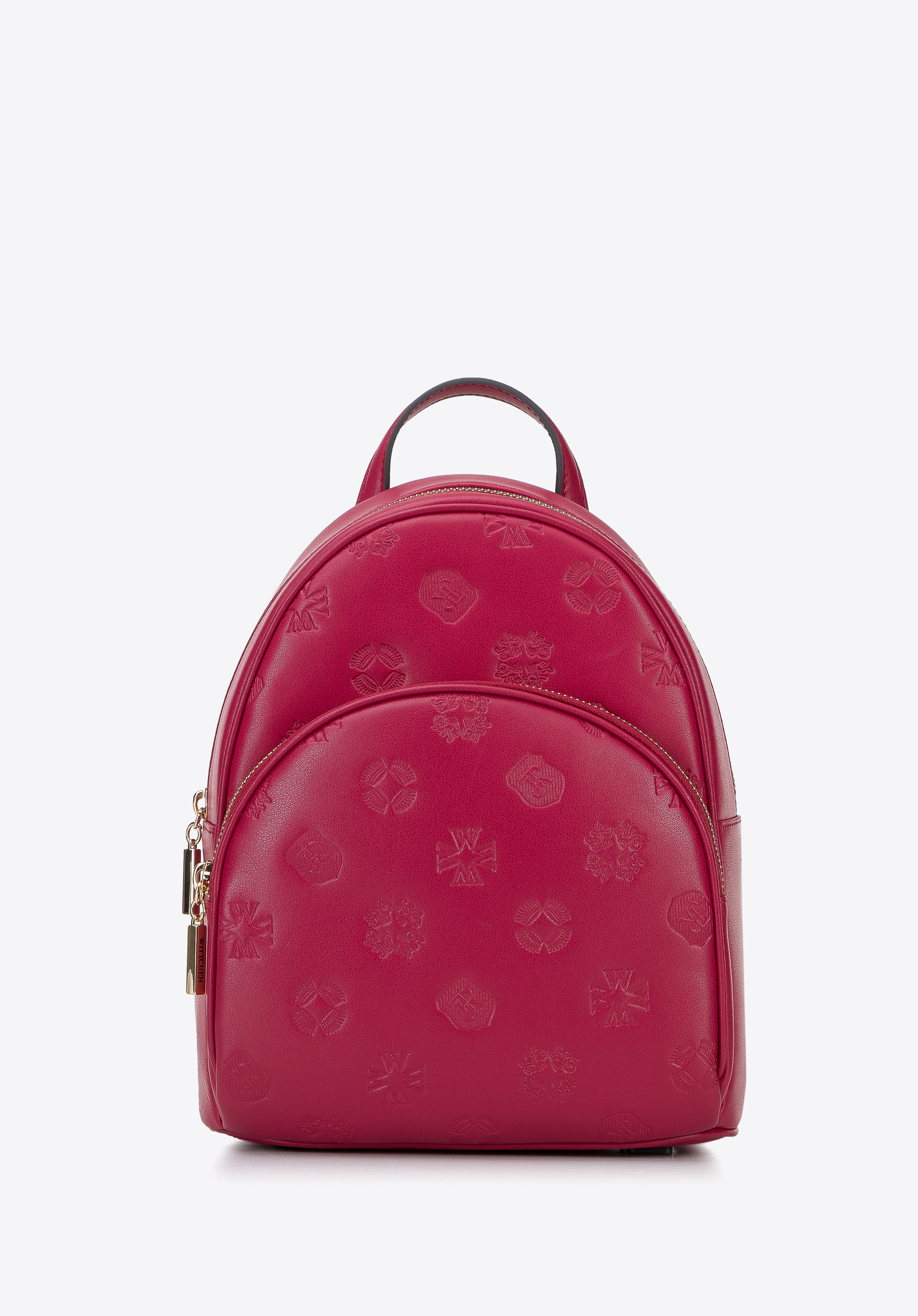 Rucsac mic de damă din piele cu monogramă, roz, 95-4E-637-P, Fotografie 1