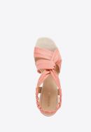 Sandale de damă din piele cu nod, cu toc, roz, 94-D-754-P-37, Fotografie 4