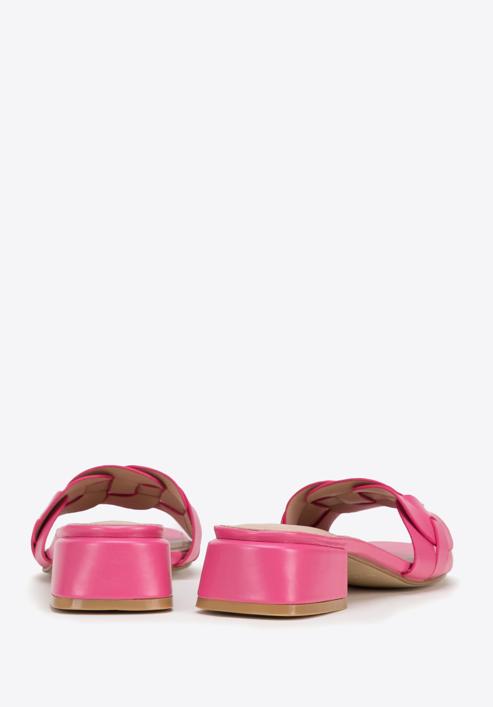 Sandale împletite cu toc mic, roz, 98-DP-201-1-37, Fotografie 4