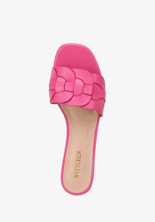 Sandale împletite cu toc mic, roz, 98-DP-201-1-36, Fotografie 5