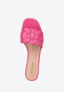 Sandale împletite cu toc mic, roz, 98-DP-201-0-39, Fotografie 5