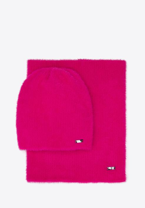 Set de iarnă de damă din tricotaje moi, roz, 95-SF-006-1, Fotografie 1