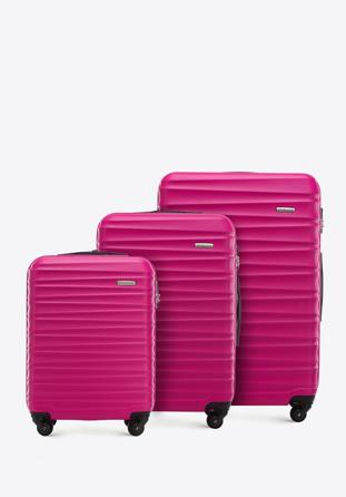 Set valize din ABS, cu dungi orizontale, roz, 56-3A-31S-34, Fotografie 1