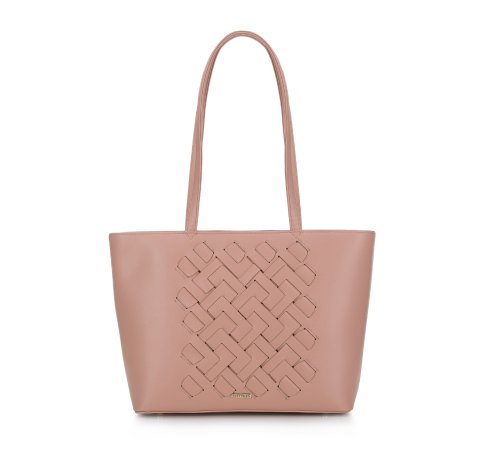 Geantă shopper cu împletitură, roz stins, 94-4Y-607-P, Fotografie 1