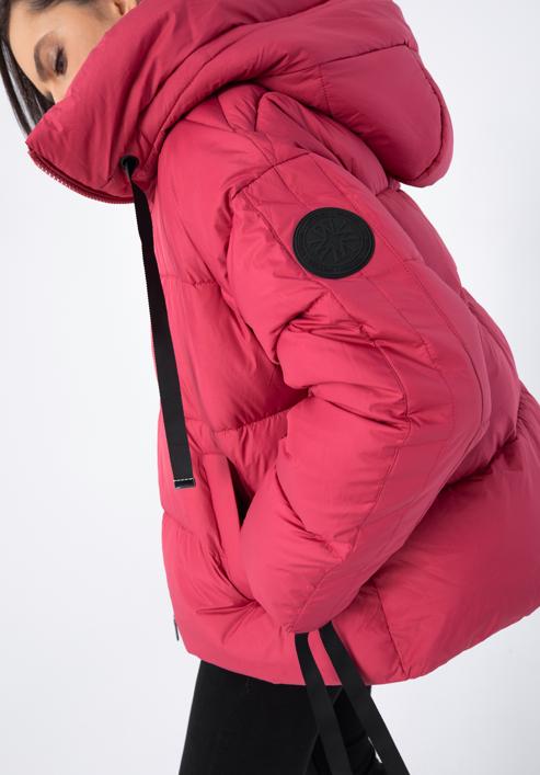 Jachetă de damă supradimensionată matlasată, cu manșete pe mâneci, roz stins, 97-9D-401-1-XL, Fotografie 4