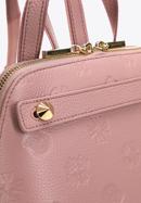 Poșetă rucsac de damă, monogramat din piele, roz stins, 98-4E-604-0, Fotografie 4