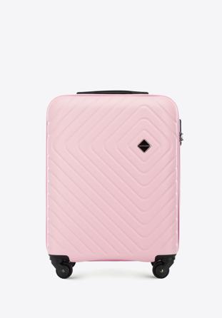 Valiză de cabină din ABS cu model geometric ștanțat, roz deschis, 56-3A-751-35, Fotografie 1