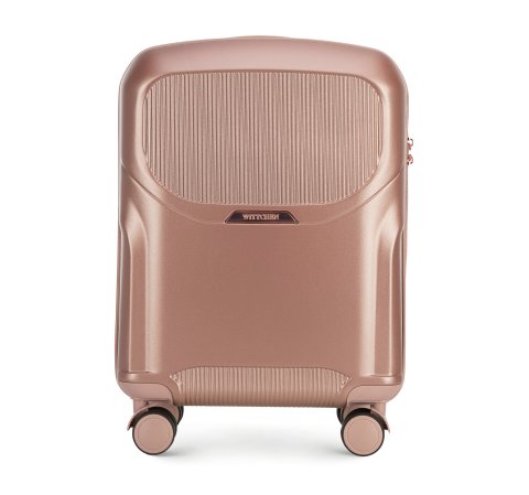 Valiză pentru cabină din policarbonat cu fermoar roz-auriu, roz stins, 56-3P-131-10, Fotografie 1