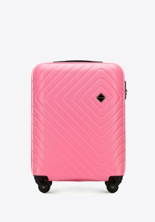 Valiză de cabină din ABS cu model geometric ștanțat, roz, 56-3A-751-34, Fotografie 1
