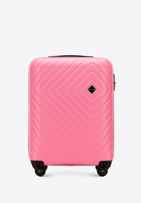 Valiză de cabină din ABS cu model geometric ștanțat, roz, 56-3A-751-11, Fotografie 1