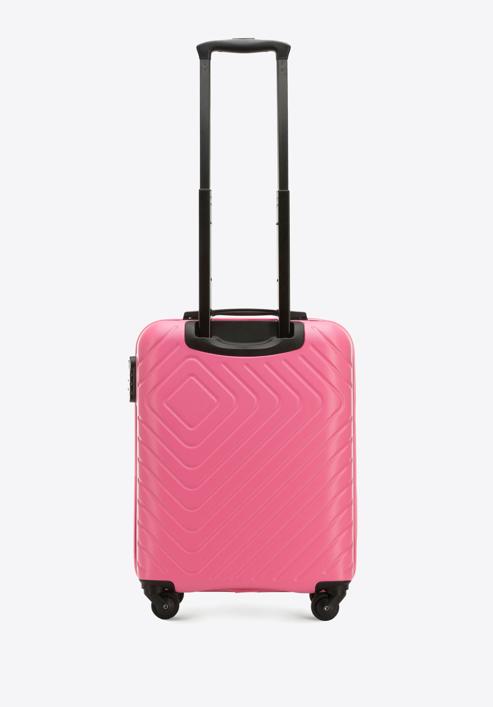 Valiză de cabină din ABS cu model geometric ștanțat, roz, 56-3A-751-11, Fotografie 3