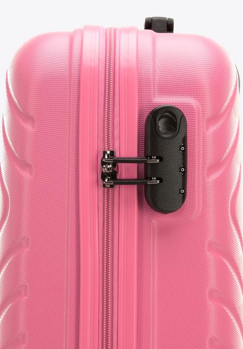 Valiză de cabină din ABS cu model geometric ștanțat, roz, 56-3A-751-11, Fotografie 7