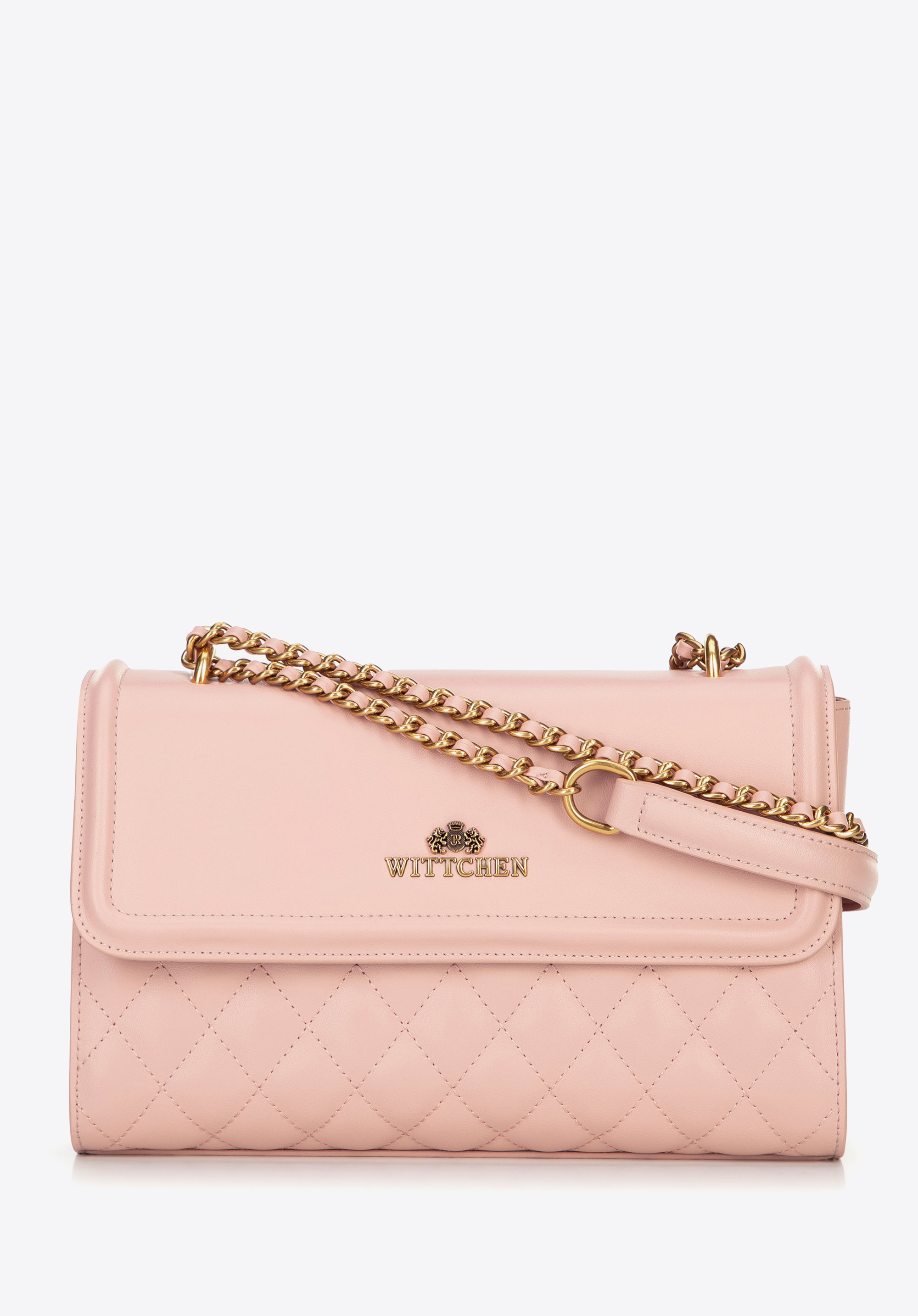 Жіноча стьобана сумка через плече з натуральної шкіри, рожевий, 100-4E-205-3, Фото 1