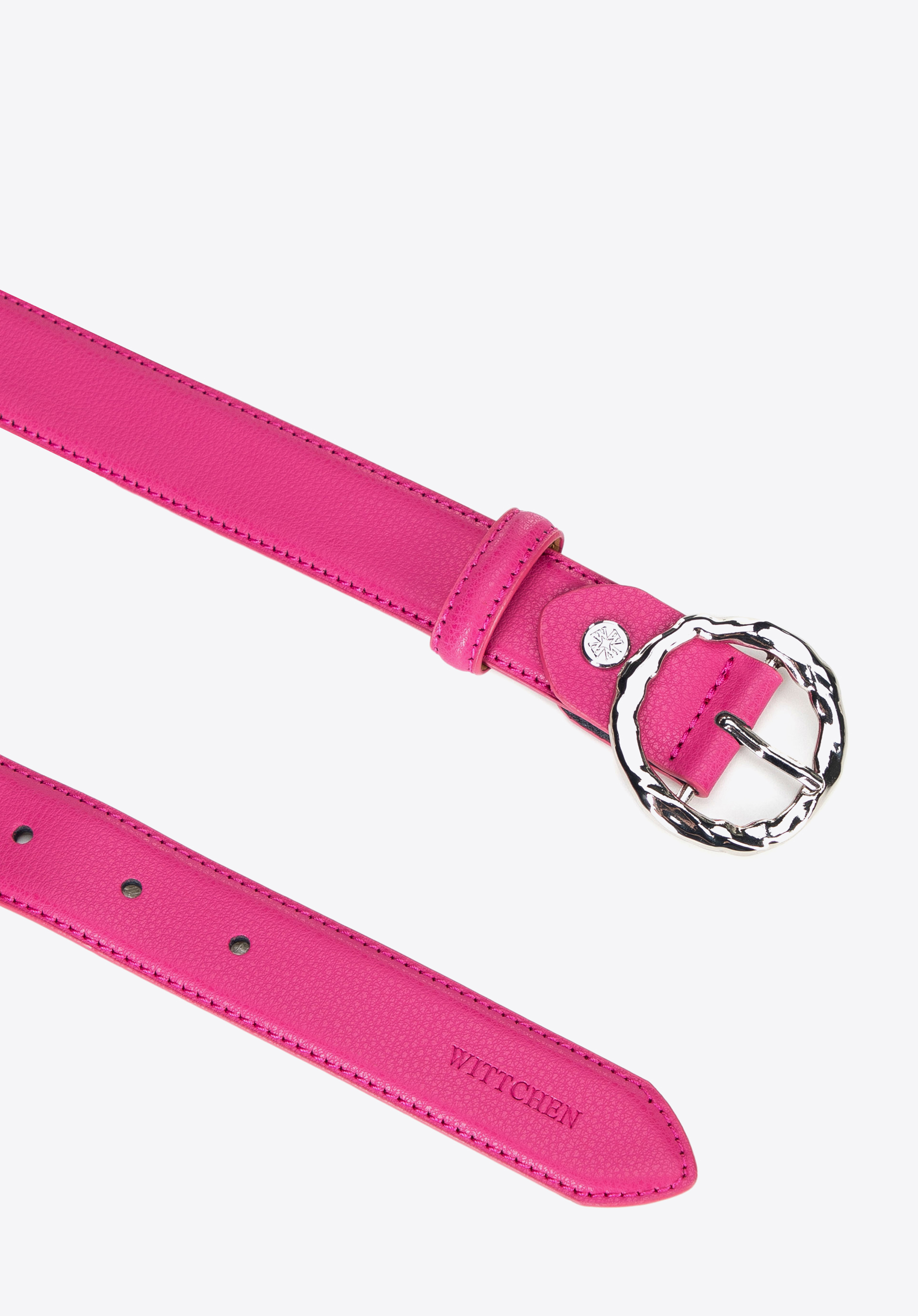 Жіночий шкіряний ремінь з блискучою пряжкою, рожевий, 101-8D-203-P-S, Фото 1