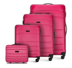 Комплект чемоданов из рельефного ABS пластика, розовый, 56-3A-65K-34, Фотография 1