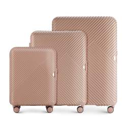 Комплект чемоданов из поликарбоната в полоску, розовый пудровый, 56-3P-84S-77, Фотография 1