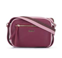 Женская сумка через плечо из экокожи с двумя текстурами, розовый, 93-4Y-532-2P, Фотография 1