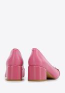 Csatos tömbsarkú bőrcipő, rózsaszín, 96-D-510-P-39, Fénykép 5