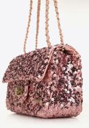 Flitteres női estélyi táska csillogó lánccal, rózsaszín, 98-4Y-023-1, Fénykép 5