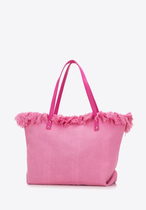 Fonott szabású shopper táska nagyméretű bojtokkal, rózsaszín, 98-4Y-400-1, Fénykép 2