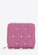 Kisméretű női steppelt bőr pénztárca dekoratív szegecsekkel, rózsaszín, 14-1-940-0, Fénykép 1