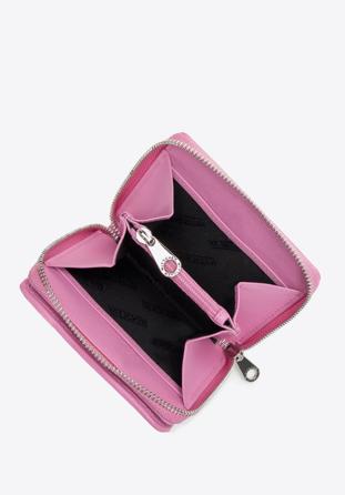 Kisméretű női steppelt bőr pénztárca dekoratív szegecsekkel, rózsaszín, 14-1-940-P, Fénykép 1