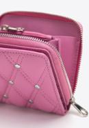 Kisméretű női steppelt bőr pénztárca dekoratív szegecsekkel, rózsaszín, 14-1-940-0, Fénykép 6