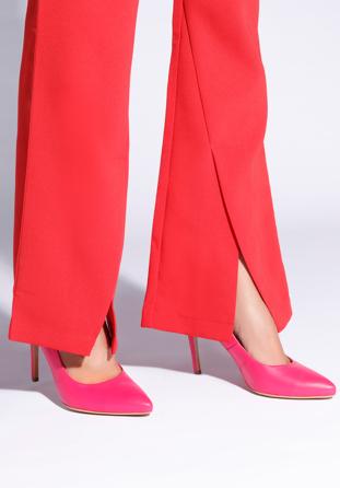 Klasszikus bőr magassarkú cipő, rózsaszín, BD-B-801-P-37, Fénykép 1
