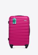 Közepes méretű bőrönd, poggyászcímkével, rózsaszín, 56-3A-312-70Z, Fénykép 1