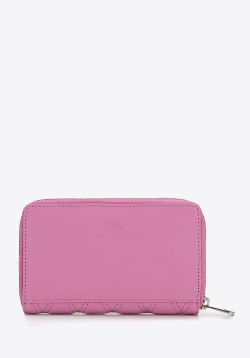 Közepes méretű dekoratív szegecsekkel díszített steppelt női steppelt bőr pénztárca, rózsaszín, 14-1-938-P, Fénykép 5