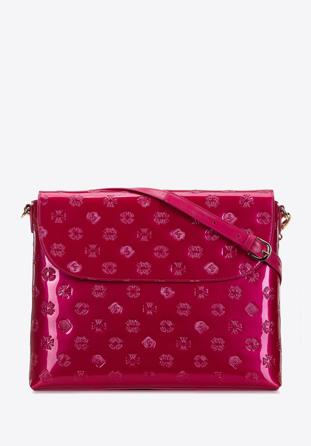 Nagyméretű női lakkbőr táska hosszú pánttal, rózsaszín, 34-4-233-PP, Fénykép 1