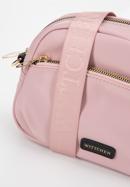 Női nylon crossbody táska elülső zsebbel, rózsaszín, 97-4Y-106-6, Fénykép 4