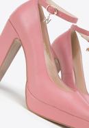 Női bőr túsarkú cipő vastag sarokkal, rózsaszín, 98-D-951-1-39, Fénykép 7