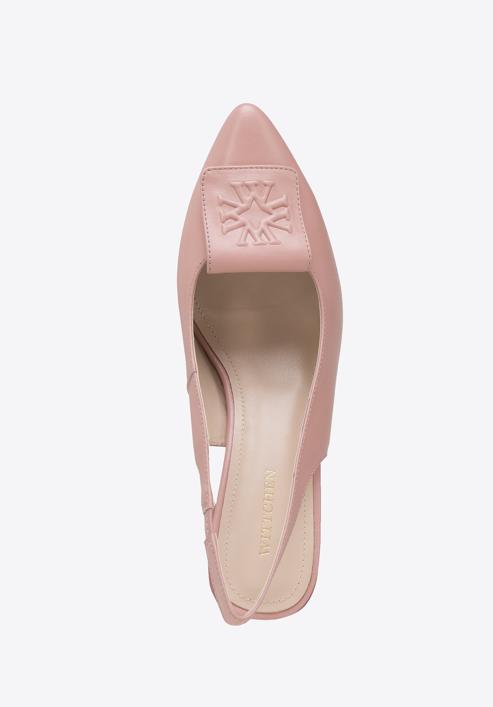 Női monogramos magassarkú bőrcipő, rózsaszín, 98-D-967-0-39, Fénykép 5