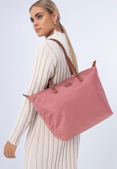 Női nagyméretű nylon shoppertáska, rózsaszín, 97-4Y-101-3, Fénykép 15