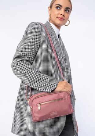 Női nylon és műbőr crossbody táska, rózsaszín, 97-4Y-103-P, Fénykép 1