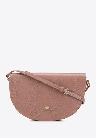 Női saddle táska pikkelyes textúrájú bőrből, rózsaszín, 29-4E-023-P, Fénykép 1