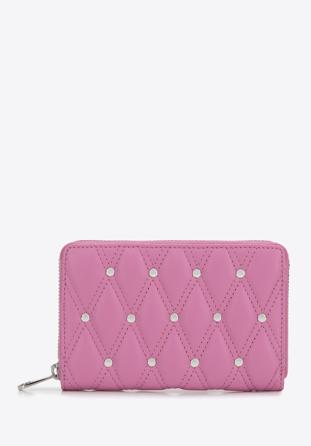 Női steppelt bőrtárca dekoratív szegecsekkel, rózsaszín, 14-1-939-P, Fénykép 1