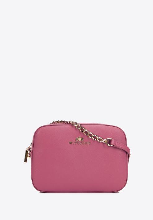 Saffiano bőr láncos crossbody táska, rózsaszín, 29-4E-019-P, Fénykép 1