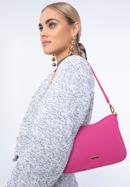Szemcsés ökobőrből készült női bagett táska lánccal, rózsaszín, 97-4Y-623-P, Fénykép 15